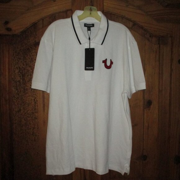 TRUE RELIGION White S/S Polo Shirt Men XL NWT - Picture 1 of 9